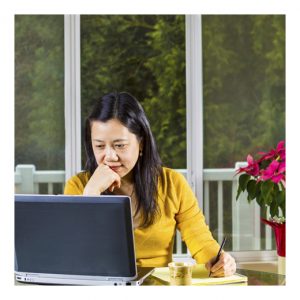 woman working on laptop